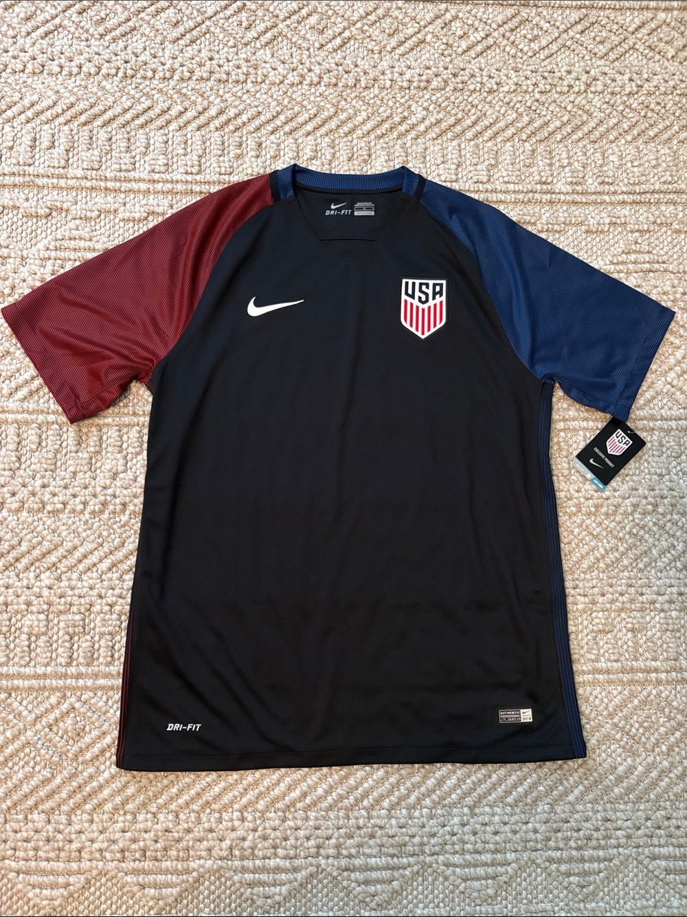 Nike USA Black Training Jersey with Red & Blue Raglan Sleeves